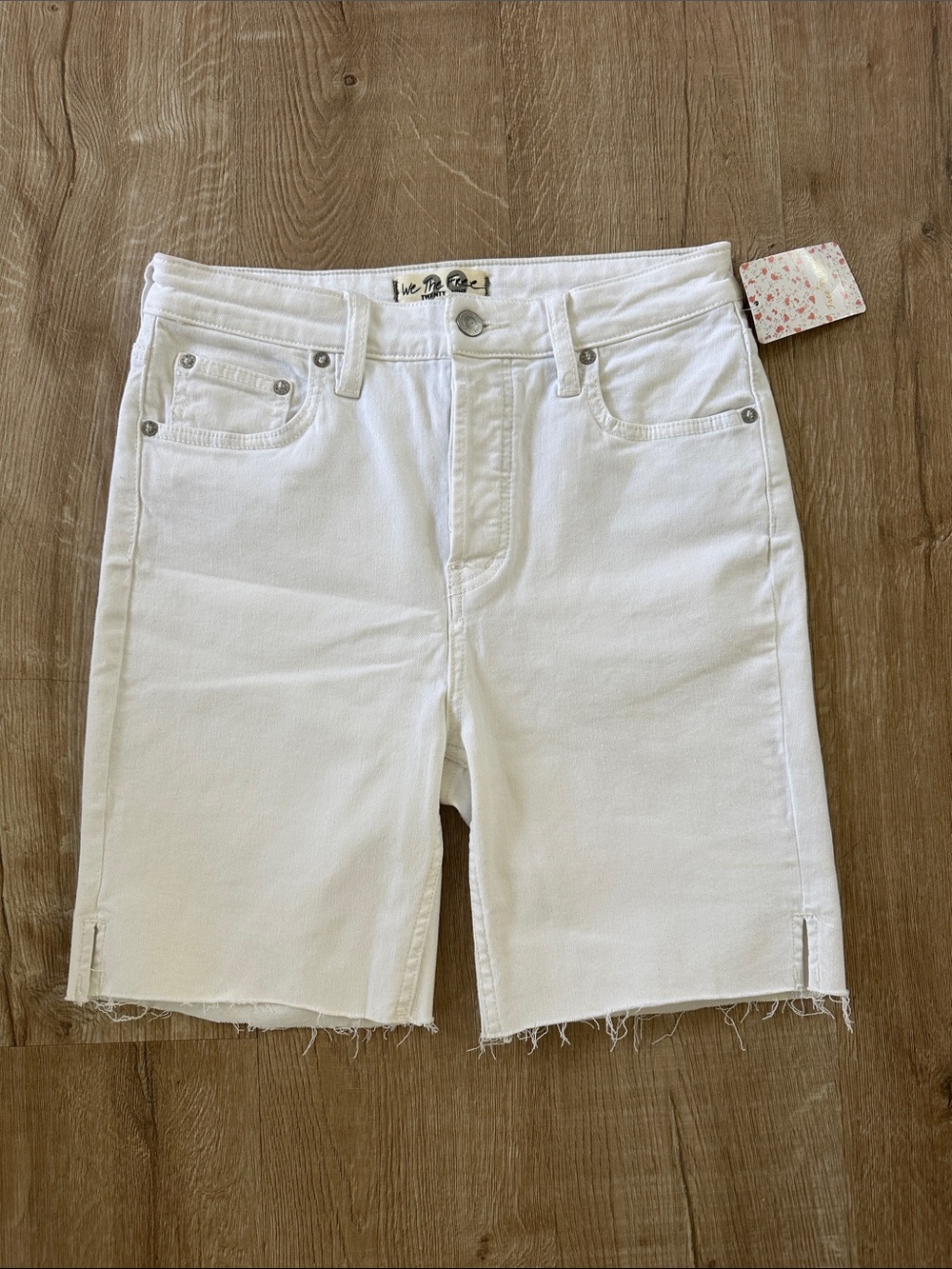 White High-Rise Fitted Denim Bermuda Shorts - Women Size 29